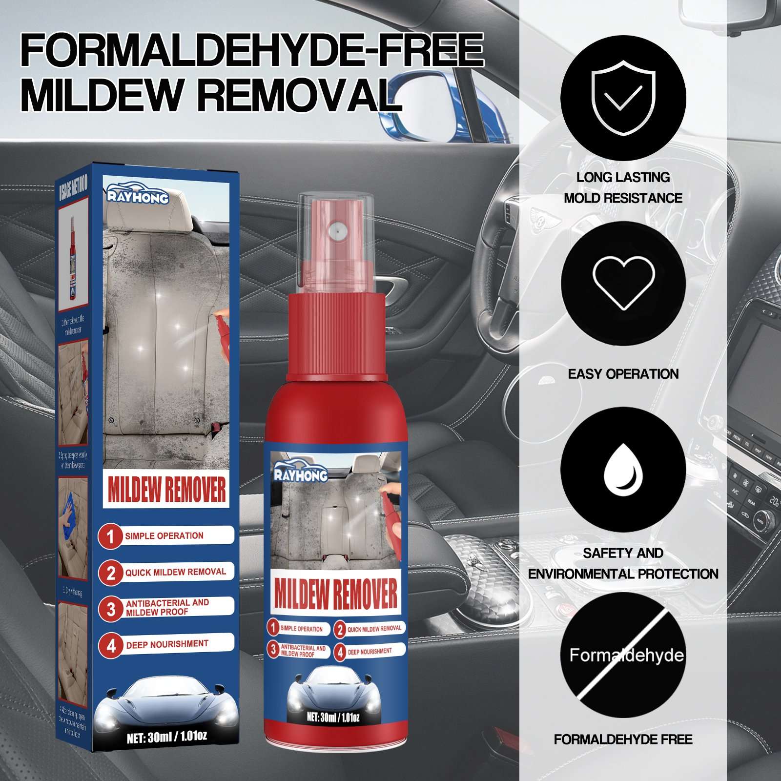 Car Mildew Remover Spray Multi - Seat Cleaner Fabric incelemesi ve fiyatı